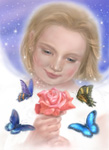 o߂Vgƒ̊G@cg-fantasy Butterfly and rose and angel.