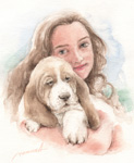 obZnEh@eƏ̊G ʉ@watercolor-basset-hound-dog-17-girl-p-image