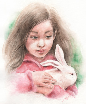 ETM̐ʉ@watercolor-white-rabbit-girl-top-image2