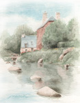 懐かしい水辺の家の風景 水彩画 landscape-watercolor 懐かしい水辺の家の風景 水彩画 landscape-watercolor